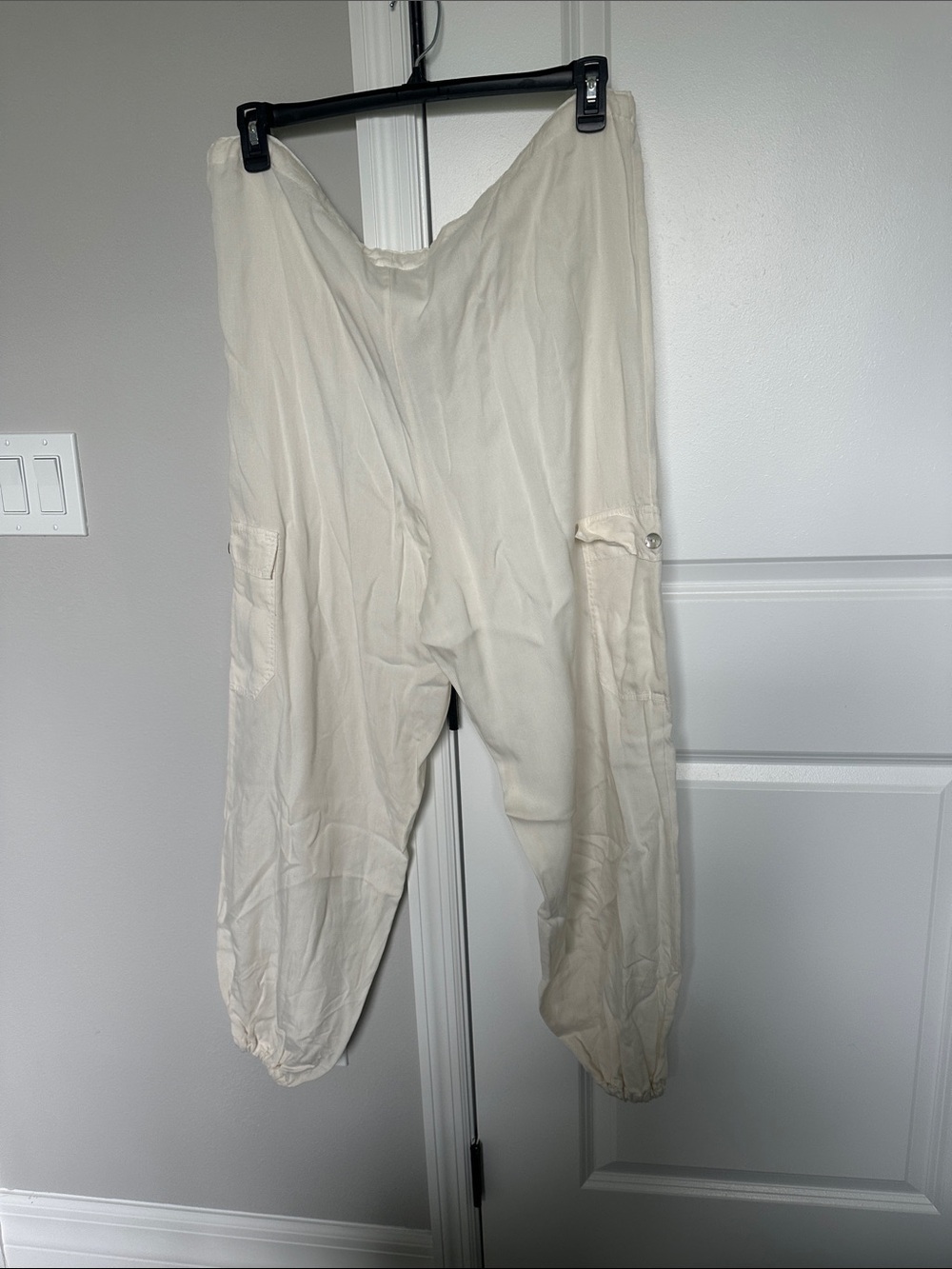 bryn Walker Cream Lightweight Track Joggers
